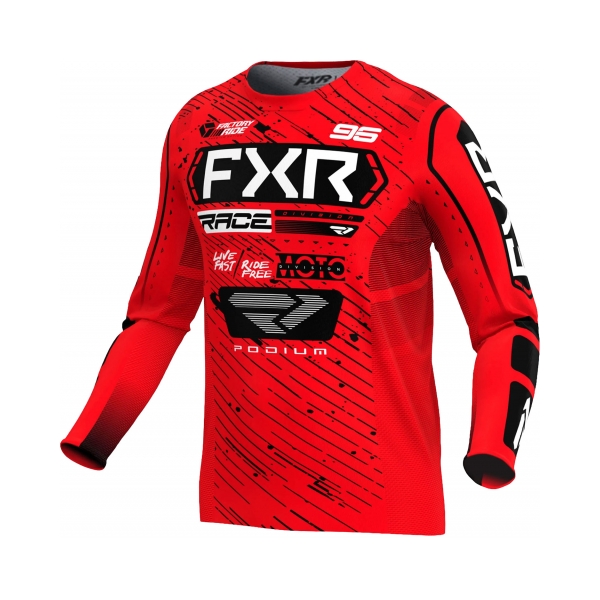 FXR Детска тениска Podium MX25 Red Black