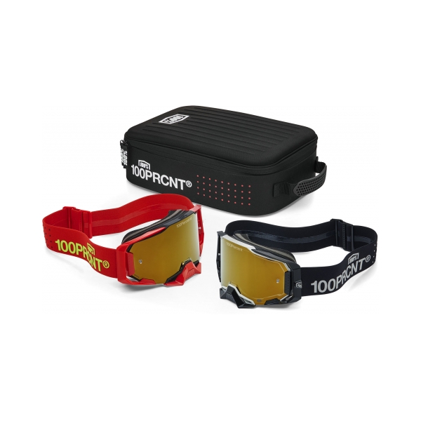 100% Очила Armega Dual Racer Pro Pack Black/Red - True Gold Mirror
